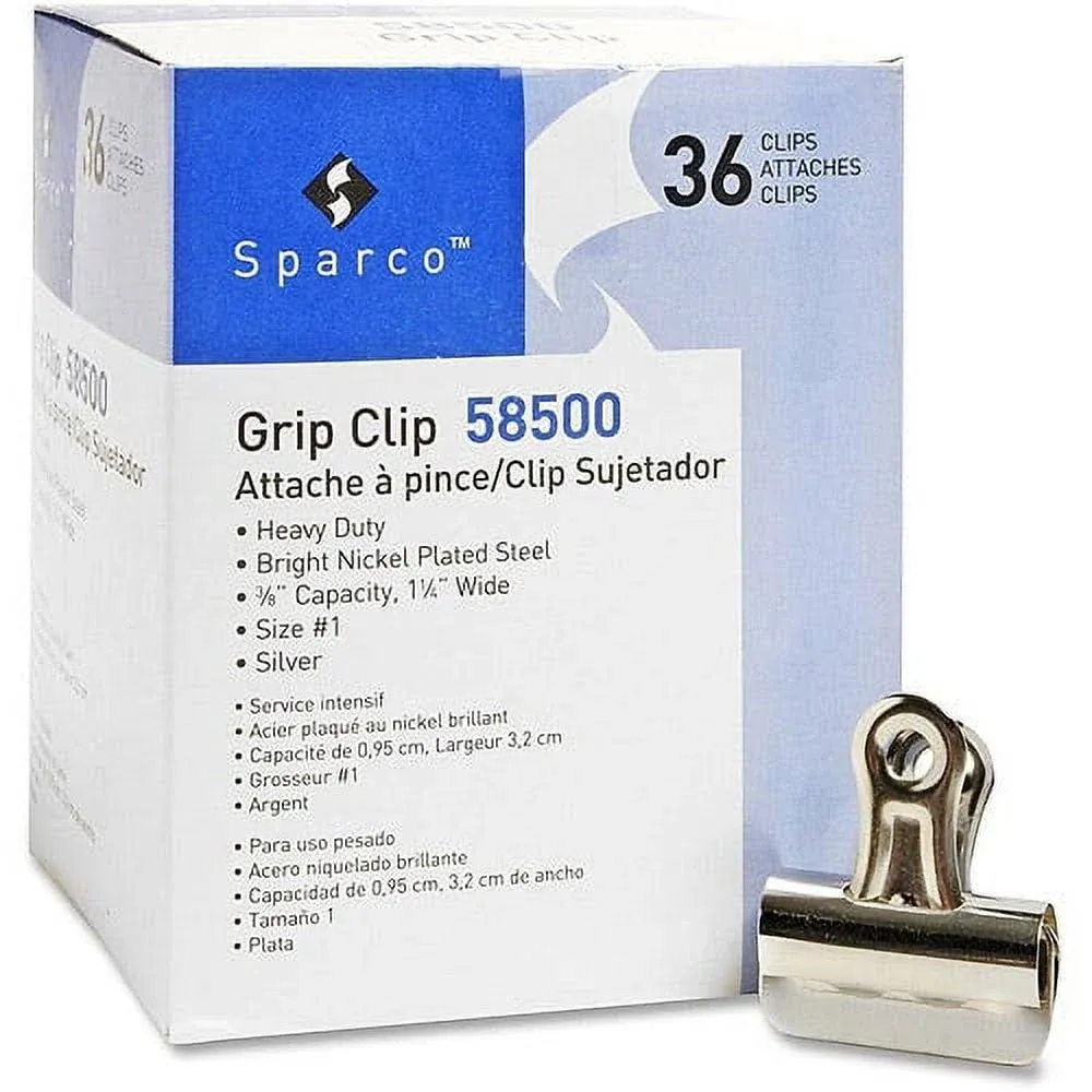 Business Source Bulldog Grip Clips - 36 / BX - No. 1 - 1.3 Width - for Paper - Heavy Duty - 36 / Box - Silver