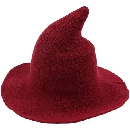 Women's Wool Witch Hat Wide Brim Spire Knitted Cap for Halloween Party Decor