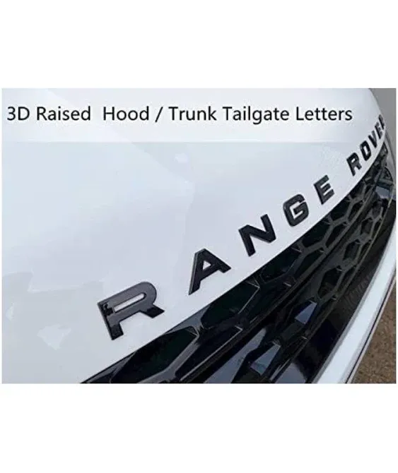 Manfox 3D Raised Head Cover Hood Front Letters Emblem/Tailgate Rear Letters Emblem Sports Line Badge Letter Emblem,3M Adhesive Backing Compatible for RA Rover Accessories (Chrome Silver)