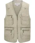  Men&#039;s Fishing Vest Casual Utility Travel Safari Cargo Outdoor X-Large Beige