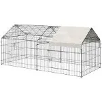 Pawhut Metal Outdoor Small Animal Enclosure with Protective Cover 