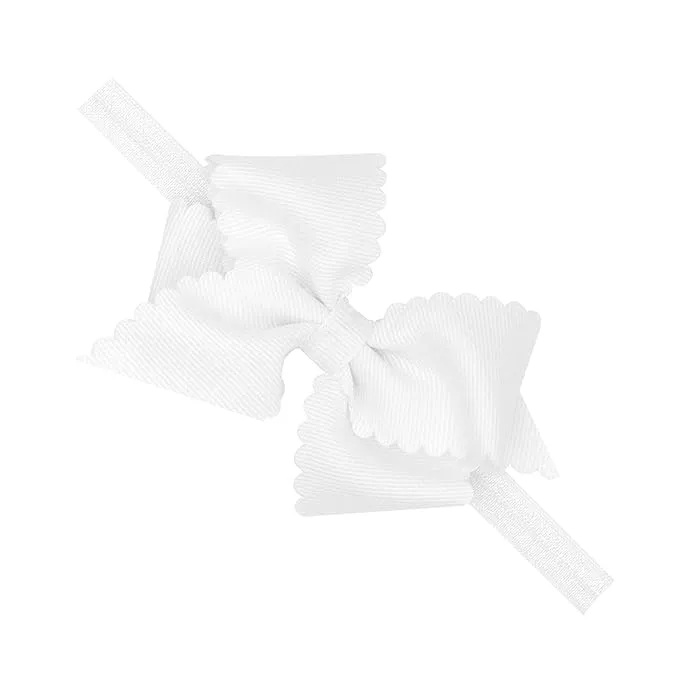 Wee Ones Baby Girl's Extra Small Grosgrain Bow On Matching Elastic Band, 6-24 Months, White