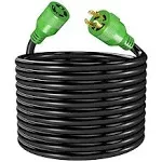 RVGUARD 4 Prong 30 Amp 75 Foot Generator Extension Cord, NEMA L14-30P/L14-30R, 125/250V Up to 7500W 10 Gauge SJTW Generator Cord with Cord Organizer