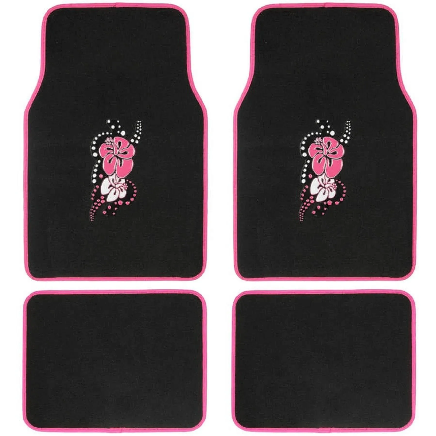 Brand New 4pcs Set Pink Hawaiian Flowers Front Rear Car Truck Carpet Floor Mats