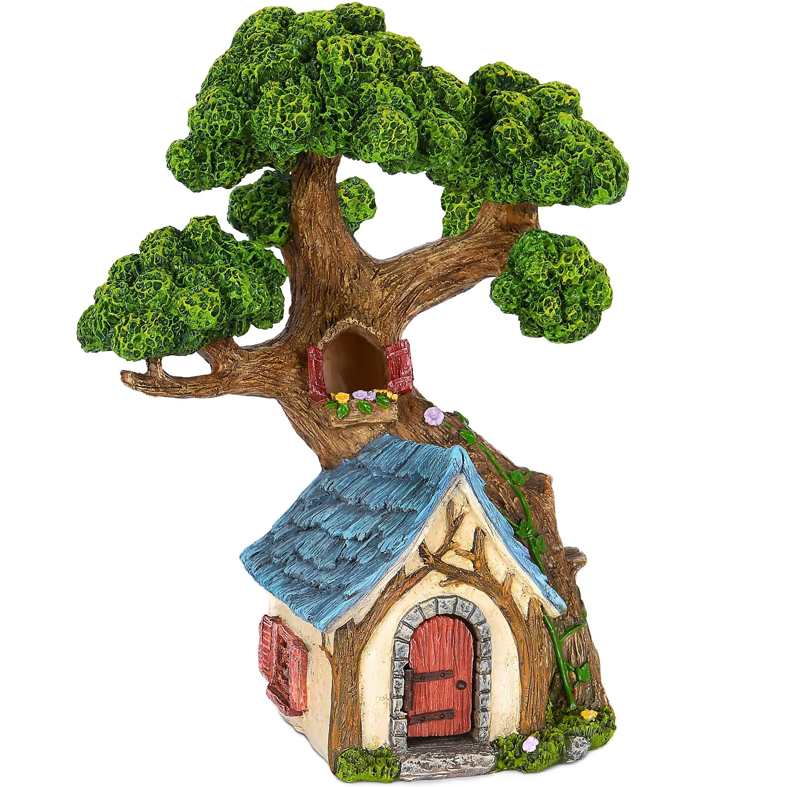 Mood Lab Fairy House - Fairy Garden Miniature Tree House - 8.5 Inch Tall Outdoor Decor for Fairies Figurines