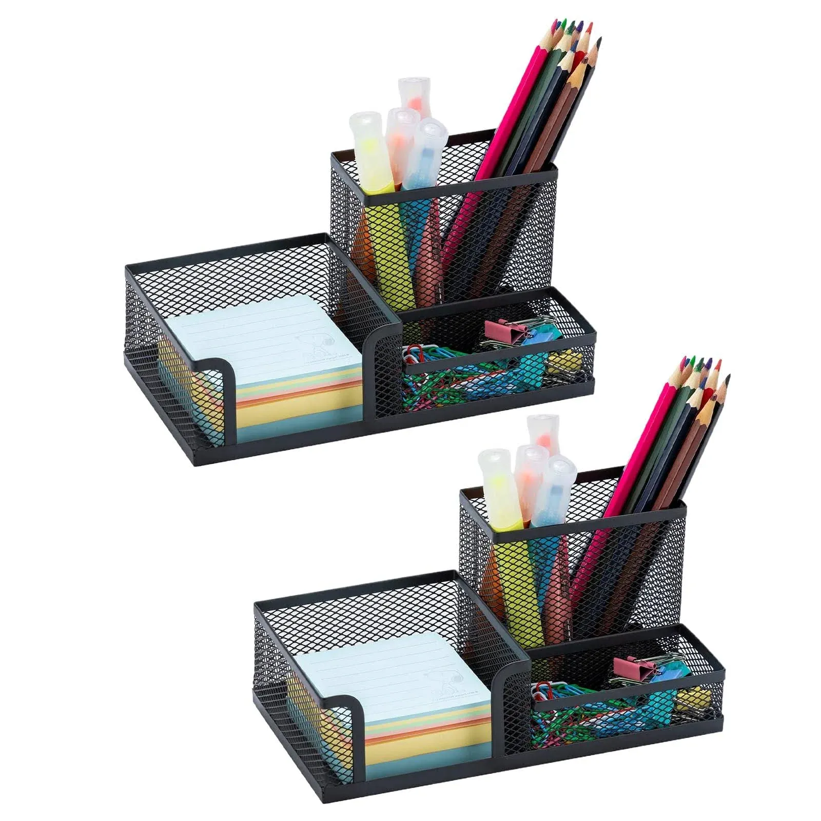 2 Pack Black Pen Holder - Mesh Desk Organizer Office Supplies 2 Pack Holder