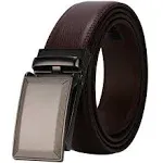 Men's Real Leather Ratchet Dress Belt with Automatic Buckle,Elegant Gift Box(55-0287 Brown Leather)