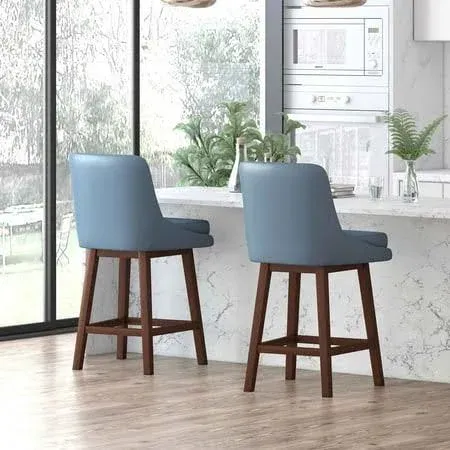 Cecer Counter Height Bar Stools Set of 2, 26 inch H Swivel Barstools with Back ...