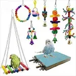 Deloky 8 Packs Bird Swing Chewing Toys- Parrot Hammock Bell Toys Suitable for Small Parakeets, Cockatiels, Conures, Finches,Budgie,Macaws, Parrots, Lo