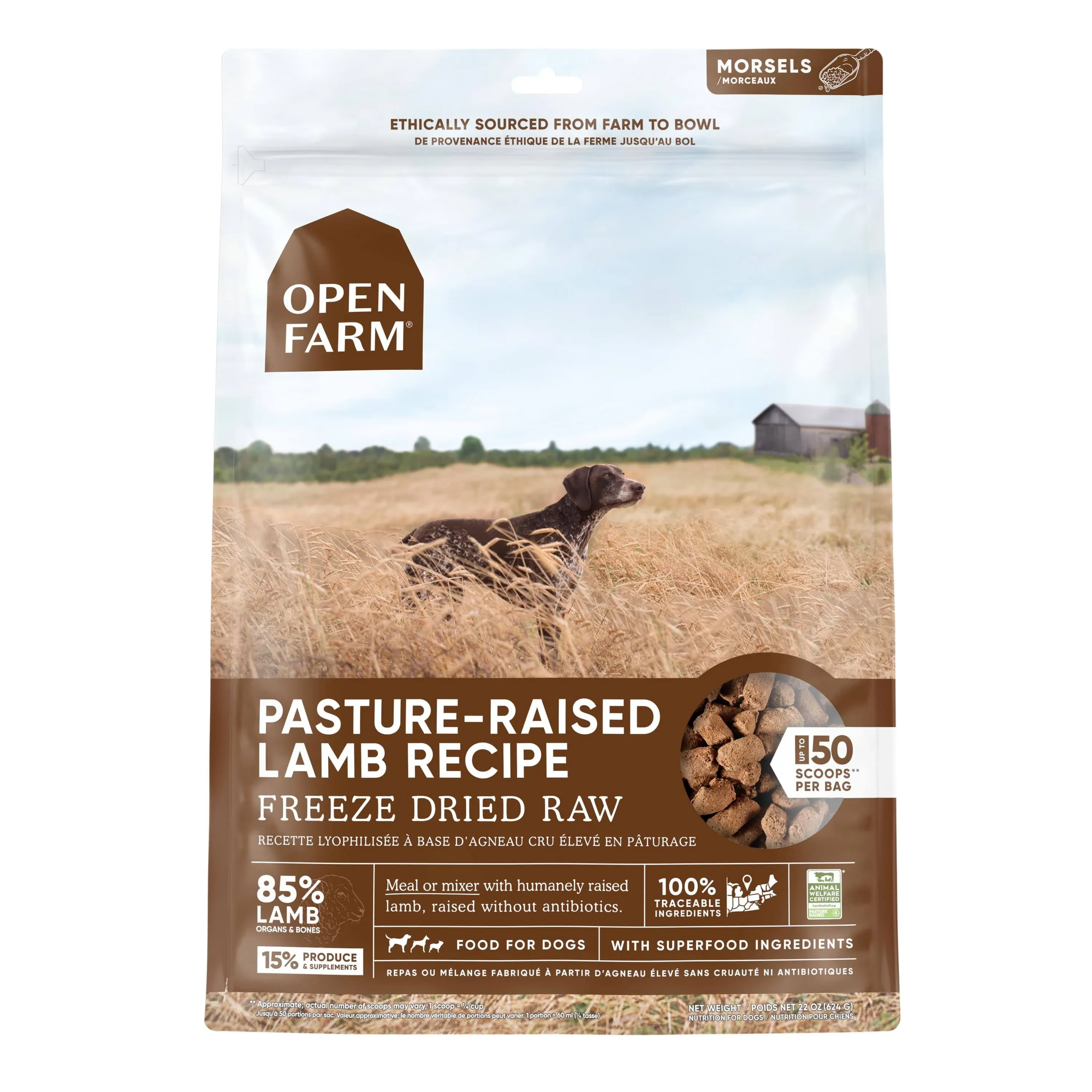 Open Farm Pasture Raised Lamb Freeze-Dried Raw Dog Food 22oz