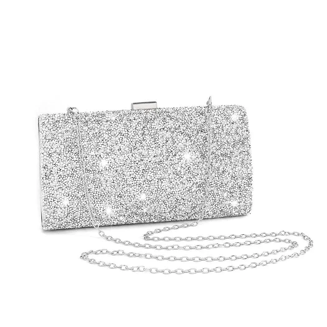 ELABEST Glitter Evening Clutch Bag Double Sided Diamond Bag Crossbody Purse Wedding Party Bag for Women