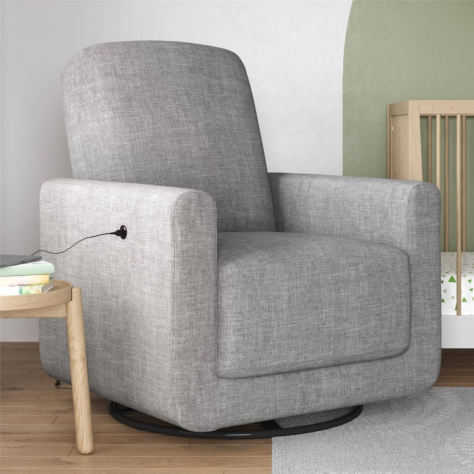 DHP Baby Relax Step Swivel Accent Chair with USB Charger