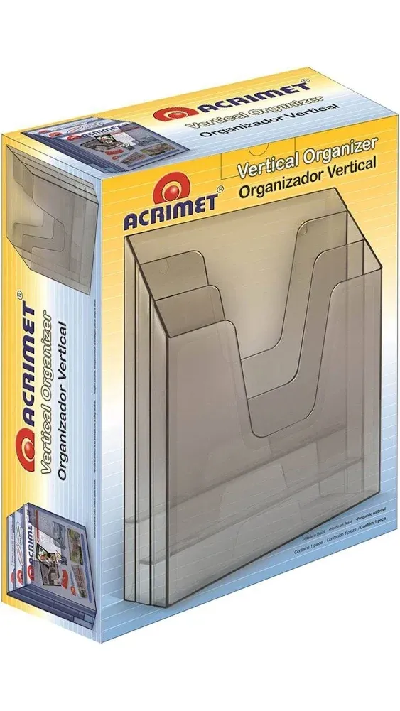 Acrimet Vertical Triple File Folder Holder Organizer, File Sorter (Plastic) (Solid Blue Color)