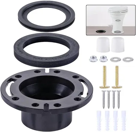 RV Toilet Seal and RV Toilet Flange Kit, Designed for RV 300/310/320 Toilets, Replaces 385345892 RV Floor Flange and 385311658 Flush Seal and 385311652 Base Seal, 3 in 1 Combo Kit - Black