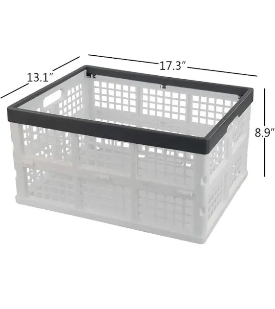 Teyyvn 3-Pack 30 L Plastic Stackable Collapsible Storage Crates, Folding Storage Baskets