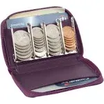 My Charity Boxes Leather Looking Wallet with Metal Coin Sorter Trusty Coin Pouch Pocket Purse or Car for Quick Change (Purple)