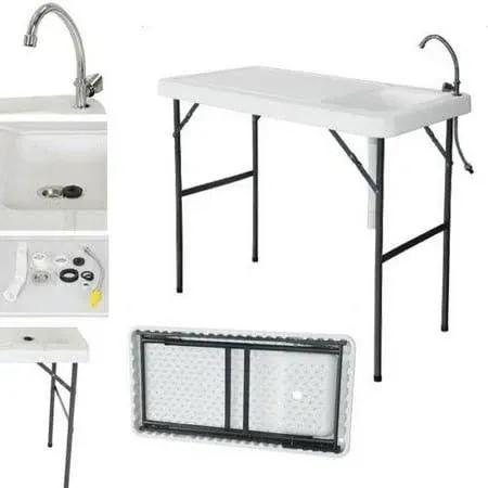 SamyoHome Folding Portable Fish Table - Fish Fillet & Hunting & Cutting Cleaning Table with Sink Faucet