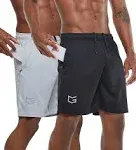 G Gradual Men's 7" Athletic Gym Shorts Quick Dry Workout Running Shorts with Zipper Pockets