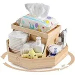 ECOADE Wooden Diaper Caddy Organizer - 360 Degrees Rotating Caddy with Removable Dividers, Nursery Diaper Organizer