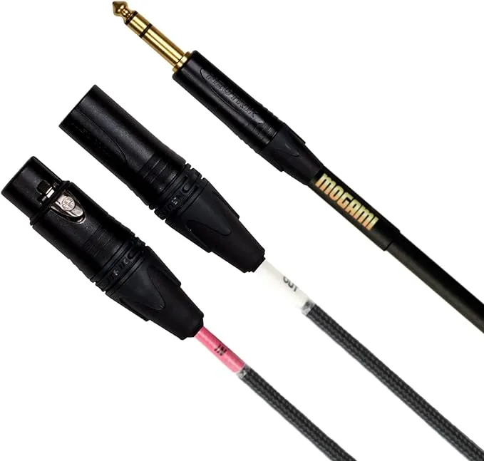 Mogami GOLD INSERT XLR-02 Insert Cable, 1/4" Straight TRS Male Plug to Straight XLR-Male and XLR-Female Send/Receive Connectors, Gold Contacts, 2 Foot