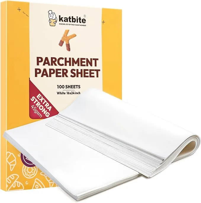 Katbite 500 Pcs Parchment Paper 16x24 Inches Baking Paper Heavy Duty &amp; Non-st...