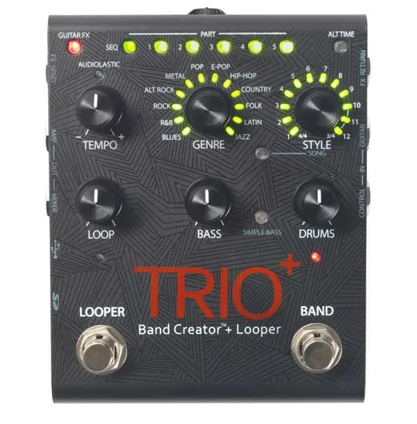 DigiTech Trio+ Band Creator + Looper w/ FS3X Footswitch, 4 Cables, and Power ...