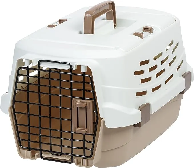 Off-White/Brown Easy Access Pet Travel Carrier, Small