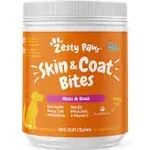 Zesty Paws Skin & Coat Bites for Dogs - Fish Oil Soft Chews with Omega-3 Fatty Acids EPA & DHA - Skin, Coat, Antioxidant & Immun