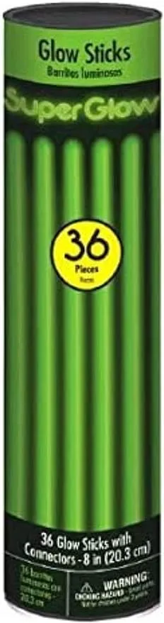 8" Glow Stick Tube - Green, 36/Pk