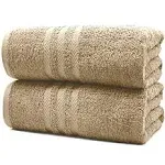 Dan River 100% Cotton Bath Sheet Set of 2-Super Soft Bath Sheets 35x70- Tan Bath Sheet Towel Set-Oversized Bath Towels-Quick Dry Bath Sheets-Super Absorbent