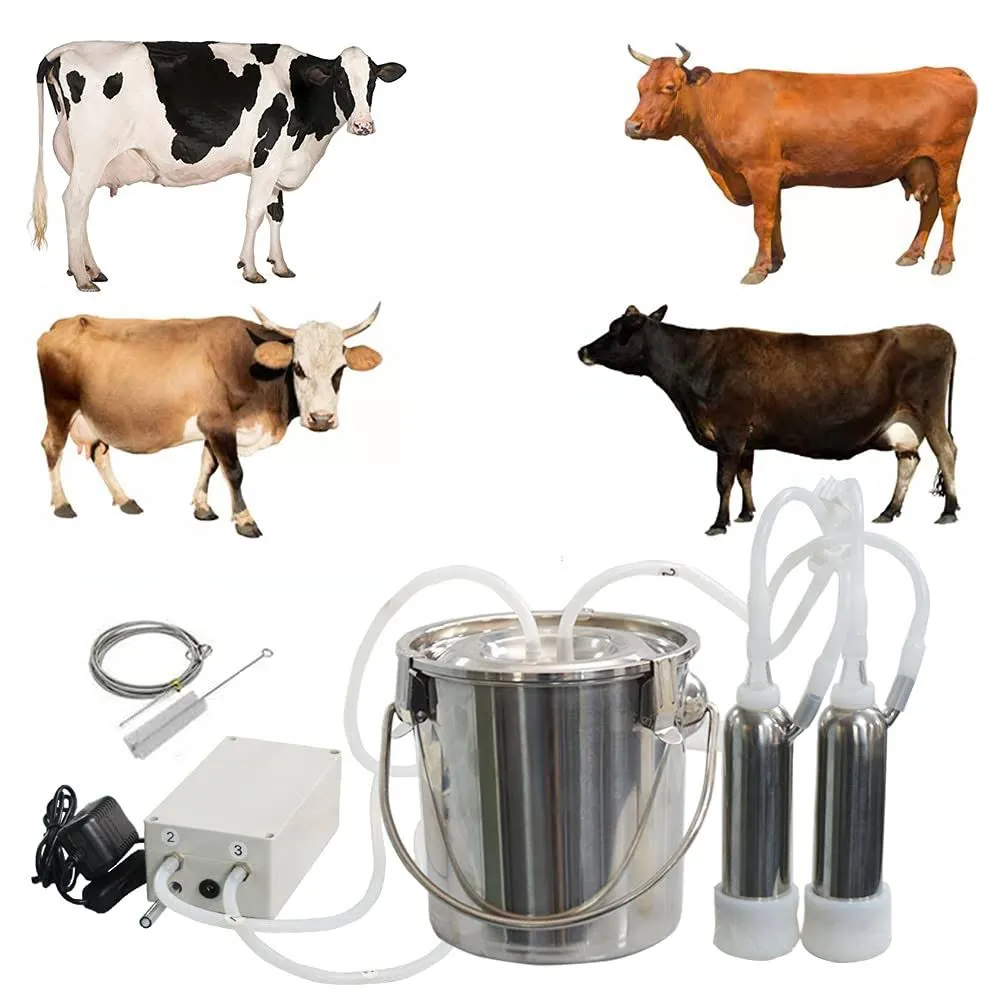 Milking Machine for Goats Cows, Pulsation Vacuum Pump Milker, Milking Supplies W