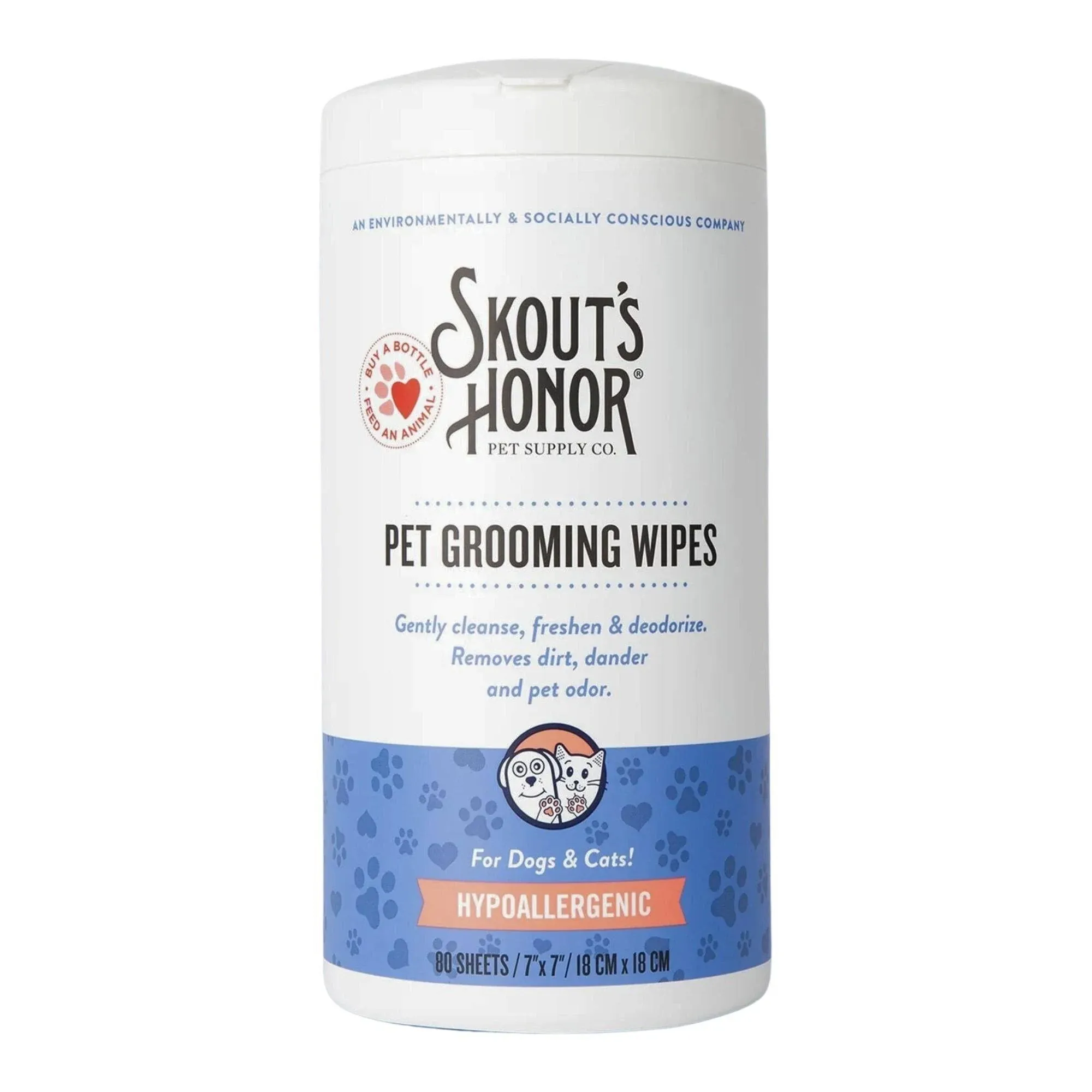 Skout's Honor Pet Grooming Wipes, 80-Count