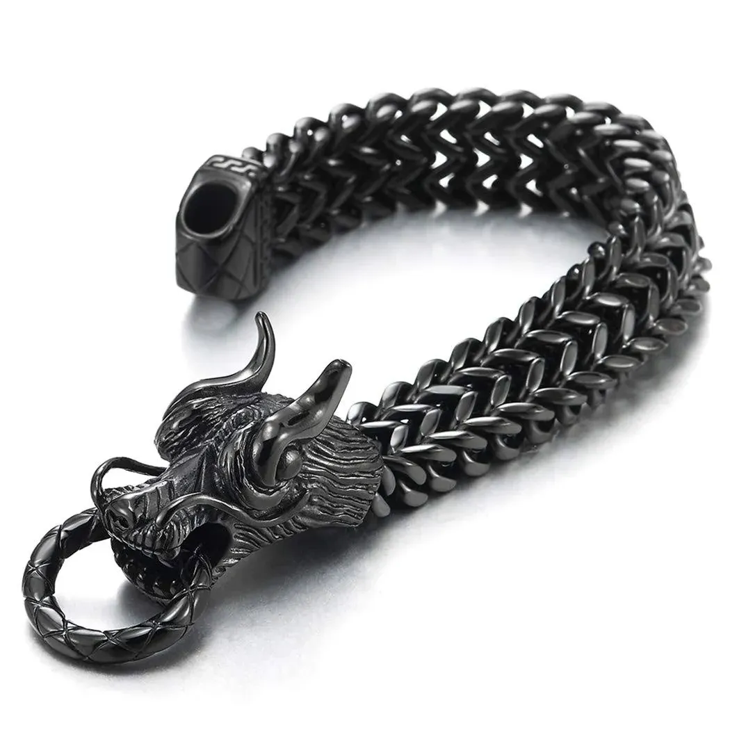 Stainless Steel Dragon Curb Chain Bracelet