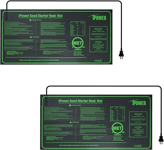 iPower 10" x 20" Waterproof Durable Seedling Heat Mat Warm Hydroponic Plant for Indoor Gardening Germination Starting, 2 Pack