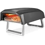 Commercial Chef Outdoor Portable Propane Pizza Oven, L-Shaped Dual Burner, Black