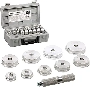 ARES 12102 – Bearing Race and Seal Driver Set – 9 Driving Discs with Included Driving Handle – Universal Kit Allows for Easy Race and Seal Installation - Storage Case Included