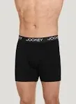 Jockey Men's Sport Silver Cotton Stretch 6" Boxer Brief M Black