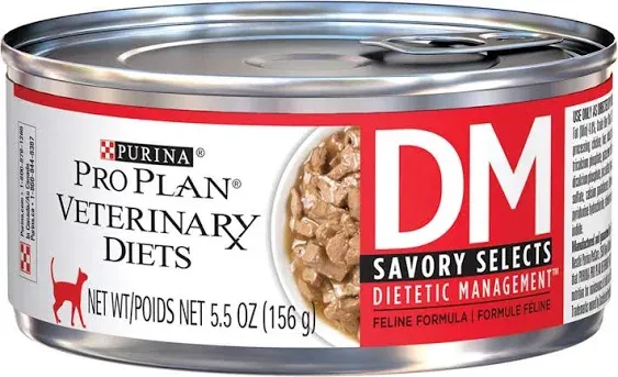 Purina Veterinary Diets DM Dietetic Management For Cats 24/5.5oz cans