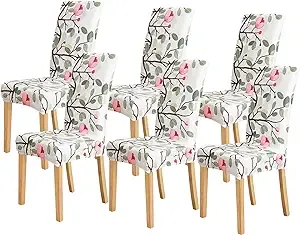 FORCHEER Chair Covers for Dining Chairs Set of 4,Spring Floral Stretch Dining Room Chair Cover Kitchen Parsons Chair Slipcovers (Pack of 4, Spring Floral)