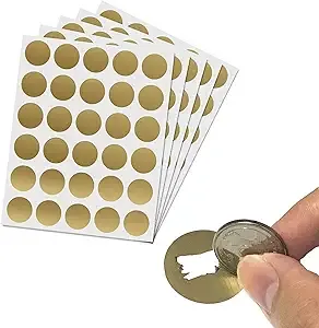 150 Pack 1&#034; Scratch Off Stickers Labels Round Circle - Gold