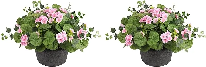 Haute Decor Pink Wild Geranium Artificial Floral Urn Planter Filler with Adjustable Height (1 Urn Filler) Maintenance-Free Outdoor or Indoor Use