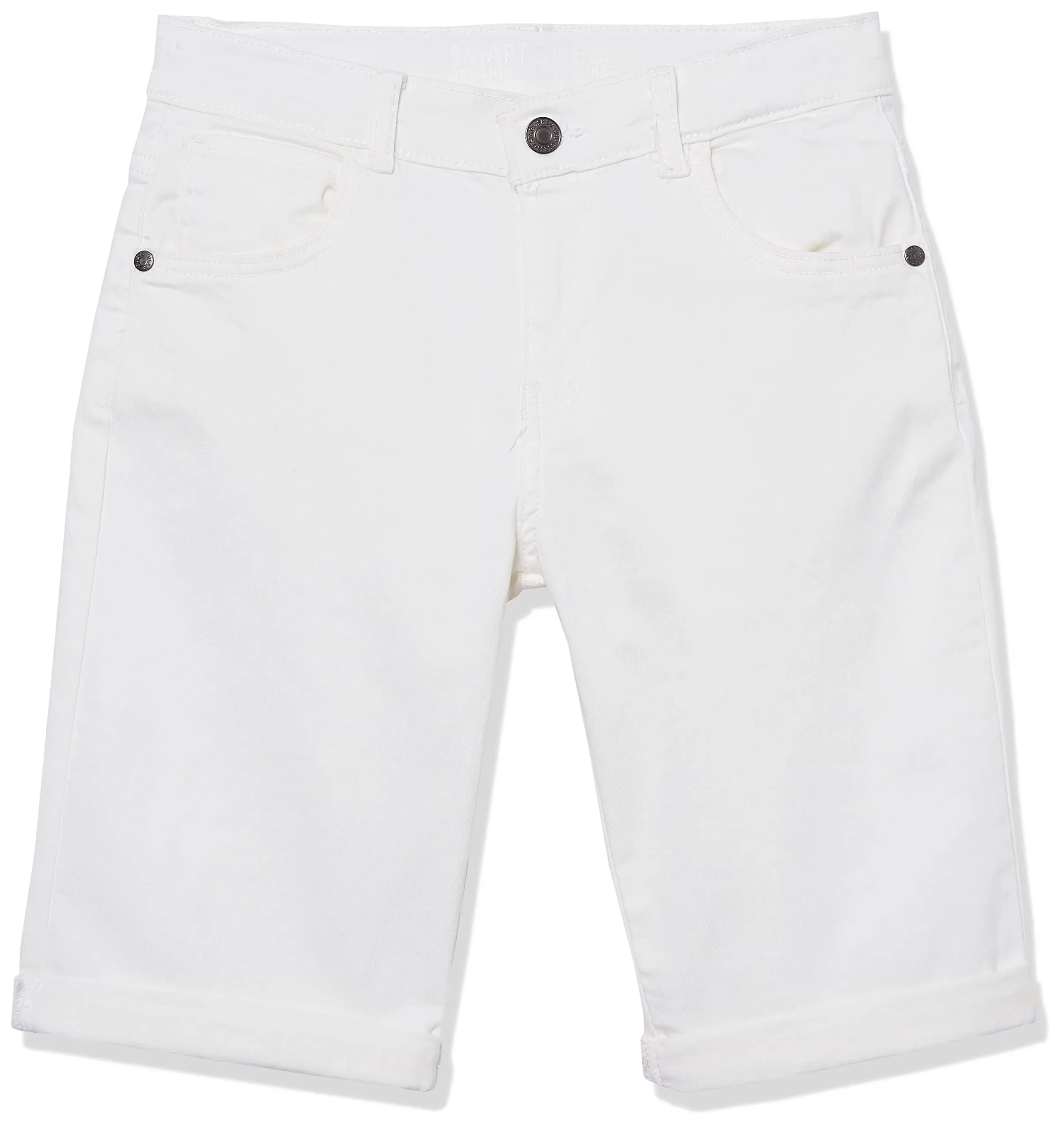 Guess Big Boys Organic Stretch Bull Denim 5 Pocket Jean Shorts - White