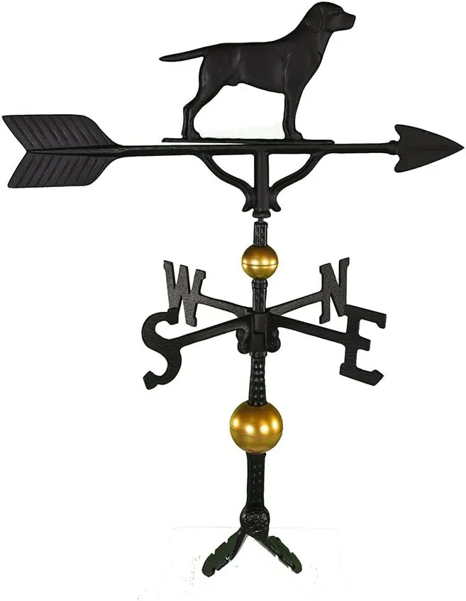 Montague Metal Products 32-Inch Deluxe Weathervane with Satin Black Retriever Ornament