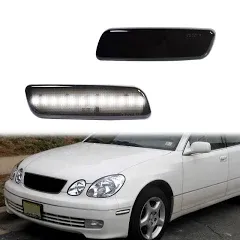 For Toyota Lexus Scion Smoked Lens White Front Corner Fender Side Marker Lights 