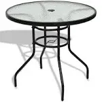 Costway 32" Inch Tempered Glass Steel Patio Round Table