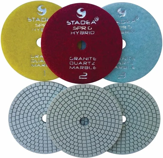 Stadea PPH101S 4" Diamond Polishing Pads Three 3-Step Set Wet Dry Pads for Granite Quartz Polishing