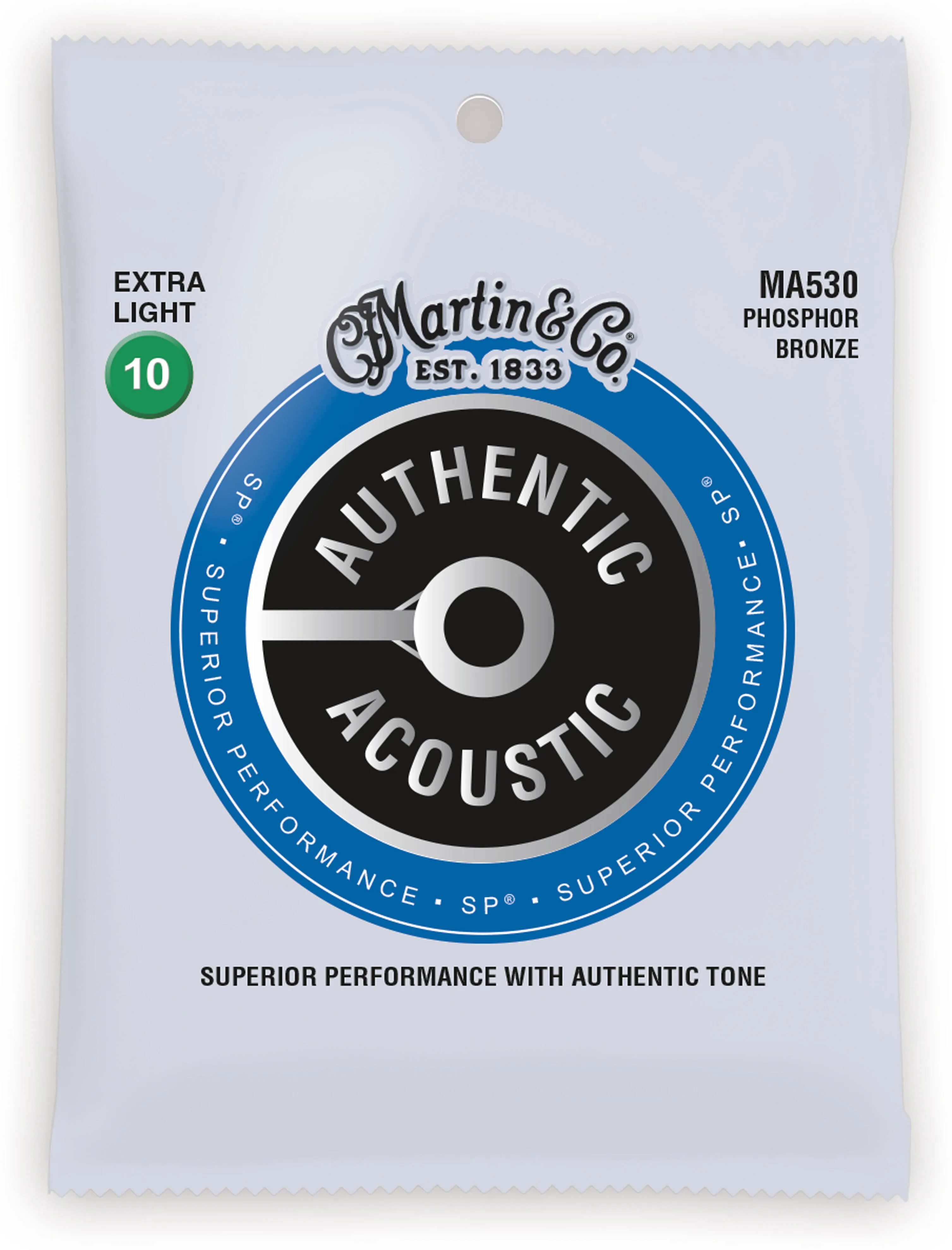 Martin MA530 Authentic Phosphor Bronze Acoustic Guitar Strings - Extra Light