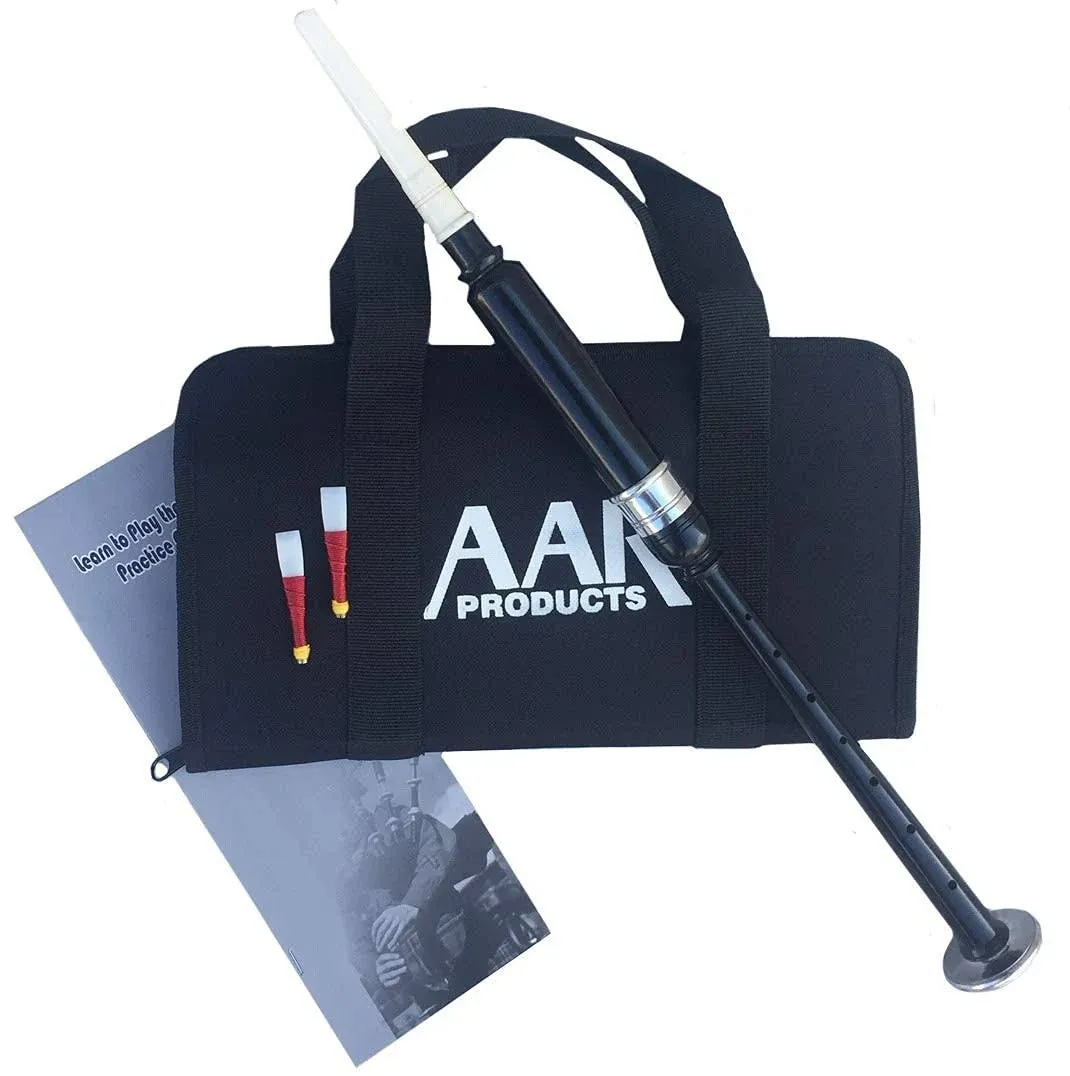 Scottish Highland Bagpipe Practice Chanter Black Silver Mount Free Reeds, Bag and ...