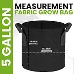 Utopia Home 5 Pack 5 Gallon Grow Bags, Thickened | adamsbargainshop