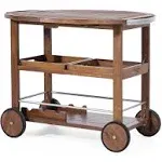 Christopher Knight Home Tillary Tiller Outdoor Acacia Wood Bar Cart Aluminum ...